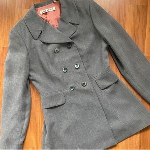 TAHARI | vintage 1970s double breasted gray blazer